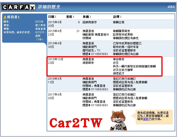 carfax中文報告